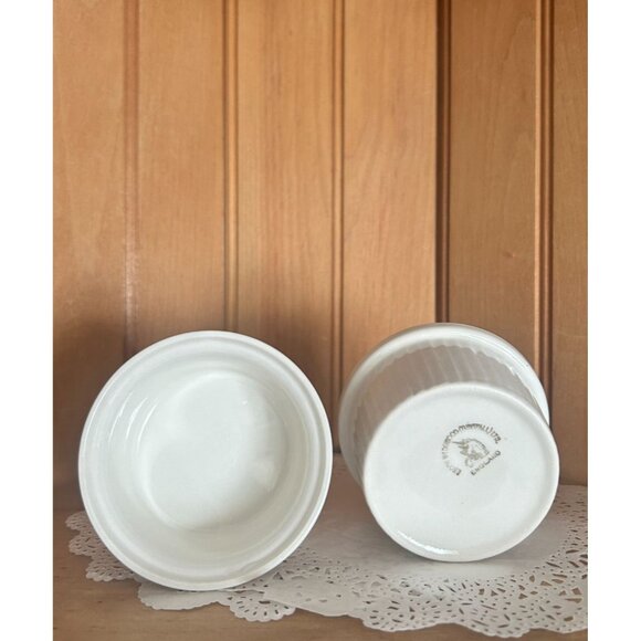Vintage Enoch Wedgwood Tunstall Ironstone Ramekins Classic White Edme Set of 2 - Picture 7 of 8